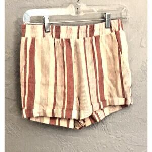 Shorts Linen Blend Pull on SZ SM Women Forever 21 Beach Party Sport Vacation